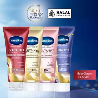 Vaseline Healthy Bright Gluta-Hya Serum Burst Lotion All Variant [200 mL x 4 pcs]