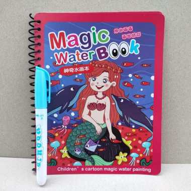 Mainan Edukasi - Buku Mewarnai Ajaib - Magic Water Book - Magic Water Pen - Buku Gambar Mewarnai - B