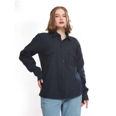 2nd RED Wist Slim Fit Kemeja Wanita Lengan Panjang Biru Tua 282305 XL