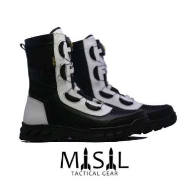 MIVASO - Sepatu PDL Tali Putar Provost Polri Model Liberty Hitam Putih Dop Kulit Asli 45