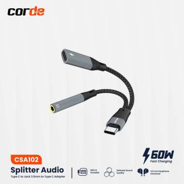 CORDE Kabel Audio Splitter Type C to 60W Type C & AUX 3.5 CSA102 CSA102