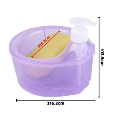 TEMPAT SABUN BULAT 1000ML + SPONS CUCI PIRING (2IN1) DISPENSER SABUN CAIR BOTOL SOAP PUMP WADAH SUNL