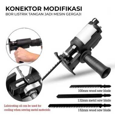 XMSJ Konektor Modifikasi Bor Listrik Jadi Mesin Gergaji Drill Adapter