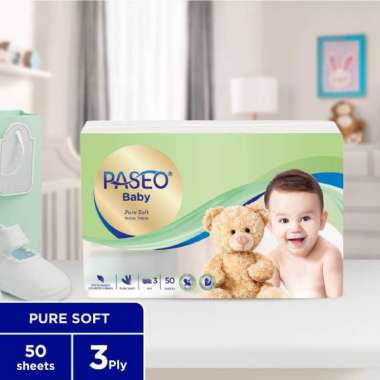 Paseo Baby Tissue Pure Soft 130 sheet 3 ply | Ultra Soft Tissue Wajah Soft Pack 100 Sheets / Tisu Pa