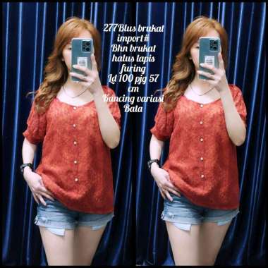 277 Blouse/Blus/Atasan Brokat/Atasan Brukat Import maroon
