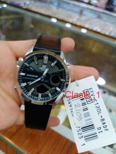 Original 100%!! Casio EDIFICE EFV-C120L-8ADF Jam Tangan Pria Double Time Kulit Baterai 10 Years EFV-