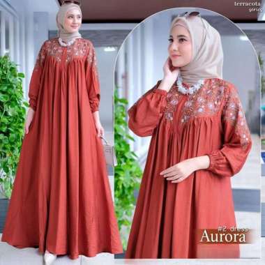 Gamis Wanita Muslim TerbaruAurora #2 Maxy BO Bahan Crinkle Airflow Aplikasi Bordir Dress Wanita Busu