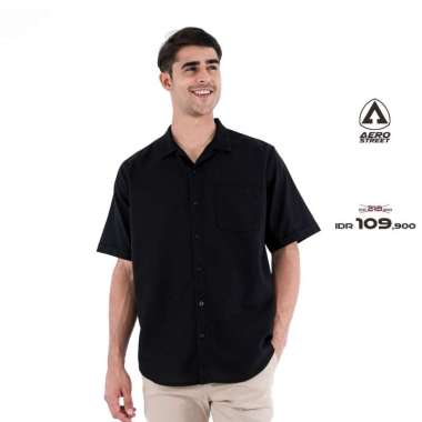 Aerostreet Kemeja Linen Look Savero Black Man QHAAA XL