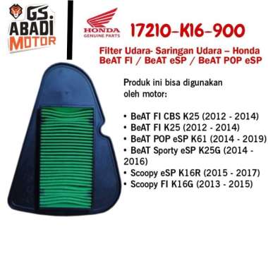 Filter Udara Saringan Udara Beat New FI / Beat Esp / Beat Pop Esp Ori 17210-K16-900