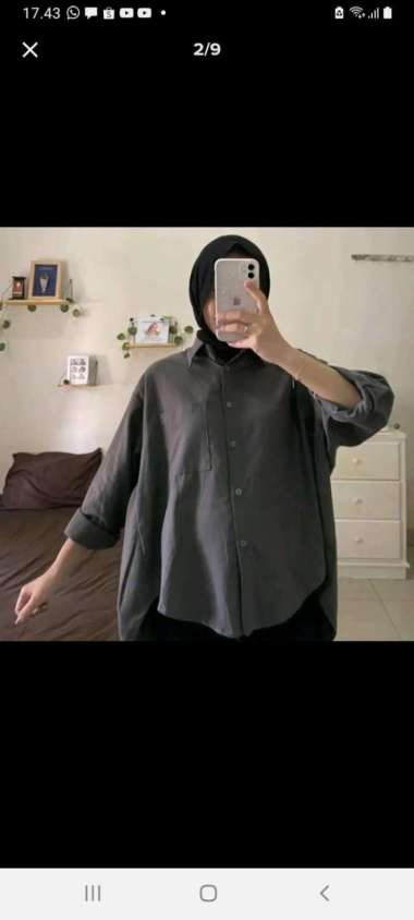 Olivia Shirt / Kemeja Linen Wanita Oversize / Atasan Wanita Linen / Ke - Grey Grey