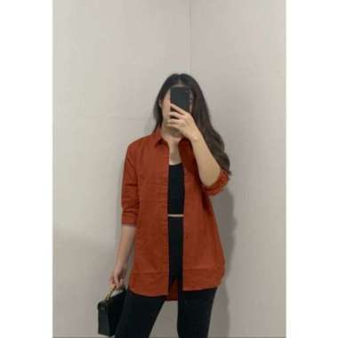 Olivia Shirt / Kemeja Linen Wanita Oversize / Atasan Wanita Linen / Ke - Grey Teracotta