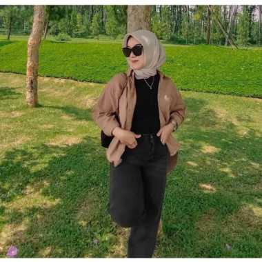 Olivia Shirt / Kemeja Linen Wanita Oversize / Atasan Wanita Linen / Ke - Grey Choco