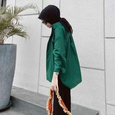 Olivia Shirt / Kemeja Linen Wanita Oversize / Atasan Wanita Linen / Ke - Grey Green forest