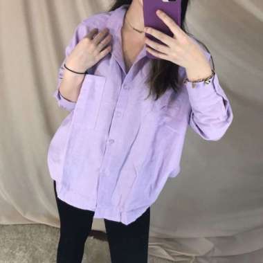 Olivia Shirt / Kemeja Linen Wanita Oversize / Atasan Wanita Linen / Ke - Grey LYLAC