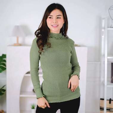Sweater Rajut Daisy Curly Sweater / Inner Knit Longsleeve Sage Green