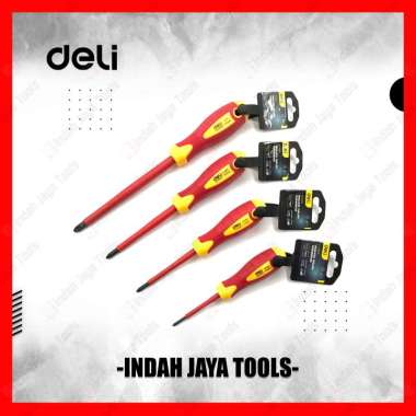 DELI Obeng Listrik PLUS Electric Magnetic 1000V - Magnet Insulated Phillips Screwdriver PH1x80