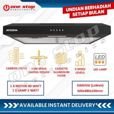 [GARANSI RESMI] MODENA PX 0611 DBBK Slim Cooker Hood 60cm