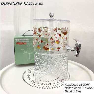 DISPENSER KACA BEAR 2600ML DISPENSER AIR MINUM TUTUP BERUANG DISPENSER AIR TATAKAN AKRILIK STANDARD