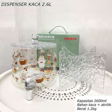 DISPENSER KACA BEAR 2600ML DISPENSER AIR MINUM TUTUP BERUANG DISPENSER AIR TATAKAN AKRILIK EXTRASAFE