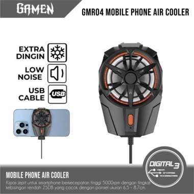 Gamen GMR04 Mobile Phone Air Cooler Fan HP Kipas Jepit Universal
