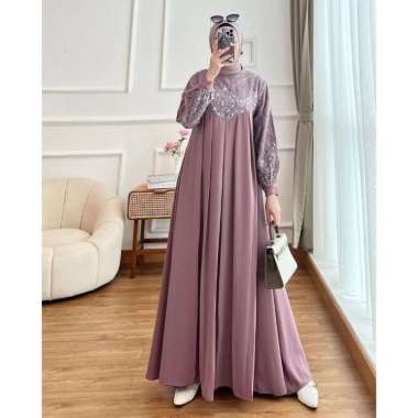 Gamis Kondangan Terbaru Brukat Jumbo Ld 120 Davina Dress Ceruty Babydoll Mix Brokat Mewah Elegan Baj