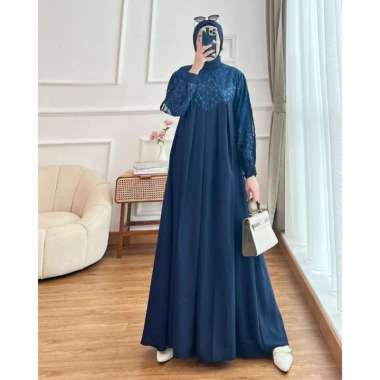 Gamis Kondangan Terbaru Brukat Jumbo Ld 120 Davina Dress Ceruty Babydoll Mix Brokat Mewah Elegan Baj