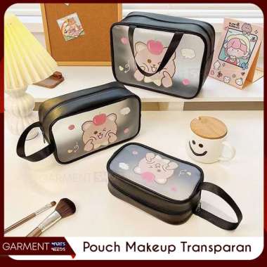 Tas Karakter Transparant Kosmetik Skincare Alat Tulis Bekal Sekolah Pouch Travel Penyimpanan Serbagu