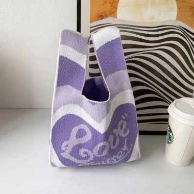 Tas Knot Bag Korean Style / Tote Bag Knitted Korean Bag / Tas Rajut Ukuran 35x20cm / Tas Knoted Moti