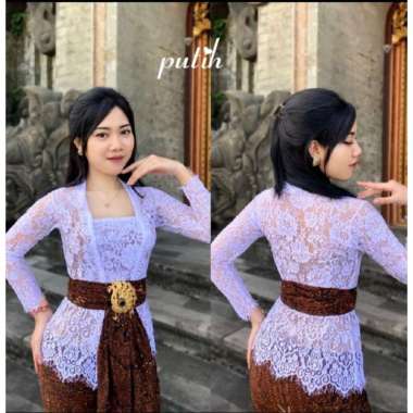 KEBAYA BALI BROKAT SEMI PRANCIS KEBAYA BROKAT KUTU BARU MODERN L Putih