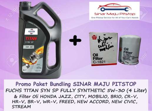 Paket Oli FUCHS TITAN SYN SP FULLY SYNTHETIC 5W-30 Galon 4 Liter & Filter Oli Mobil HONDA CRV HRV BR