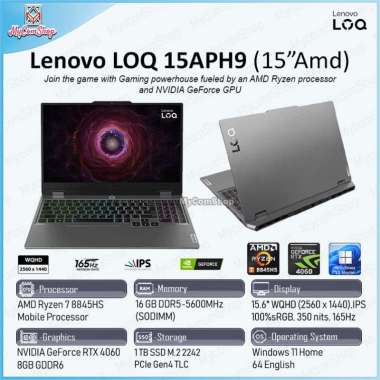 LENOVO LOQ 15APH9 RYZEN 7 8845HS 16GB RAM 1TB SSD RTX 4060 8GB 15,6" WQHD IPS 165HZ