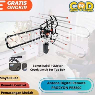 Antena Remot Digital Tv Procyon Pa850C Kuat Bisa Putar 360 Derajat Multicolor