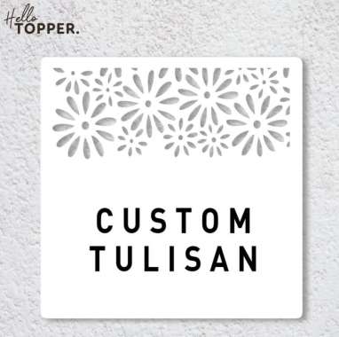 Custom Tulisan Sign Board Acrylic Kotak Motif Daun Akrilik UV Print Sign Board Papan Label Bunga Mat