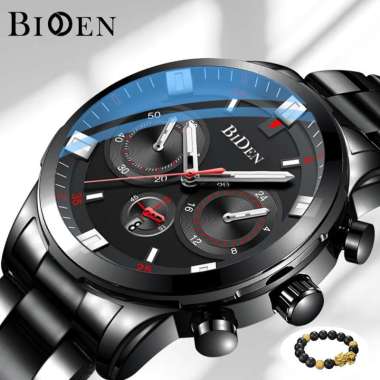BIDEN Jam Tangan Pria Anti Air Original Mode Jam Tangan Cowok Tali Stainless Steel Kalender Bisnis J
