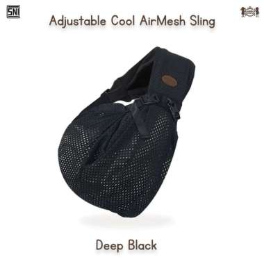 Petite Mimi Adjustable Cool Airmesh Sling | Gendongan Bayi M-Shape Support DEEP BLACK