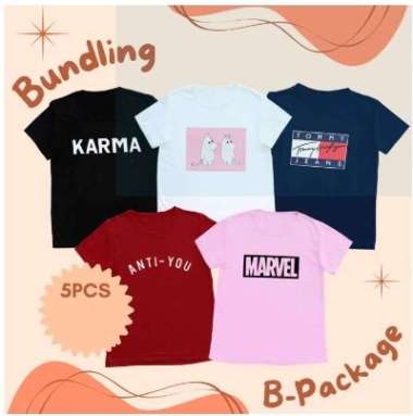 ELLIPSESINC Bundling Kaos Wanita 5pcs PAKET B