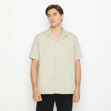 Platini Kemeja Polos Pria Kerah Hawai Katun Cream 73403 L