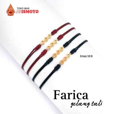 Gelang Tali Kombinasi Emas Mas Asli Farica J5 Ismoyo Warna Tali Hitam