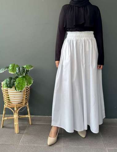 LEZAHRASIGNATURE Clara Skirt - Rok Panjang Katun Muslim Wanita Basic Polos - Bawah Lebar Ekstra Puri