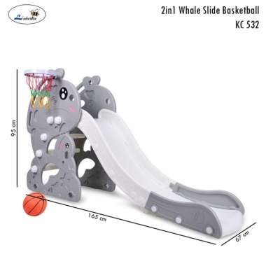 Labeille KC 532 2in1 Whale Slide Basketball Perosotan Anak/Ring Bola Basket Anak/Kado Perlengkapan B