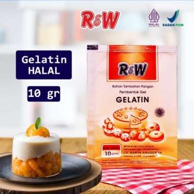 Gelatin Bubuk Gelatin Powder Halal Rajawali R&W 10 gr Pembentuk Gel