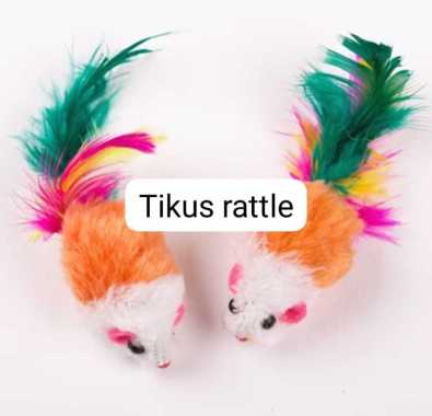 TIKUS BULU RATTLE mainan kucing bentuk tikus bulu RATTLE