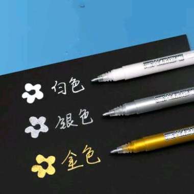 BAOKE PC3538 WHITE GOLD SILVER MARKER PEN PULPEN SPIDOL TINTA PUTIH EMAS PERAK perak