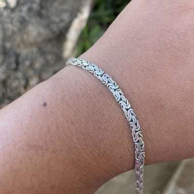 Gelang Bracelet Perak Silver Bali Asli 925 Rantai Borobudur Pipih Ringan Wanita Pria Elegan Custom K