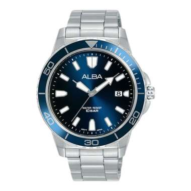Jam Tangan Pria Alba AS9U11X1 Men Blue Dial Stainless Steel Strap Silver
