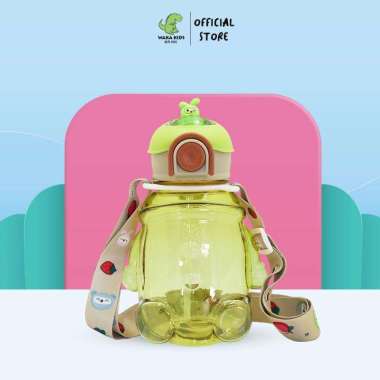 Botol Minum Anak Plastik Model Boneka dengan Sedotan dan Tali Panjang Free Sticker Lucu 2D dan 3D 1 
