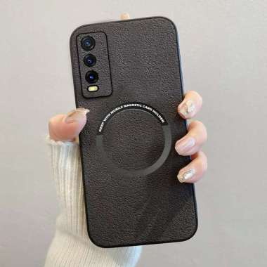 Case Vivo Y12S / Y20 / Y20S / Y20i Luxury Magsafe Leather Magnetic Vivo Y12S Coklat