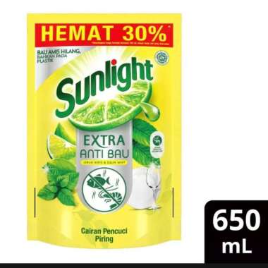 Sunlight Sabun Pencuci Piring Extra Anti Bau Jeruk Nipis 755ml 650 ML
