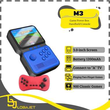 M3 - Game Power Box Handheld Console 3.0 inch - 900 Games in 1 - Game Klasik 900 in 1 Blue