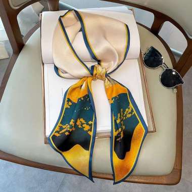 AUDREY 13 X 144cm Korean mini syal scarf leher scarf tas neck scarf hair ribbon 01 KHAKI